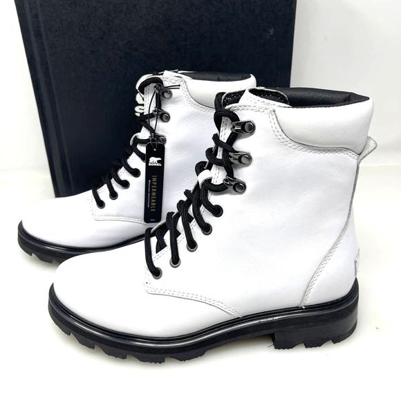 Sorel Lennox Waterproof Lace-Up‎ Boots White and Black Size 9 New Retail $190 - Picture 5 of 9